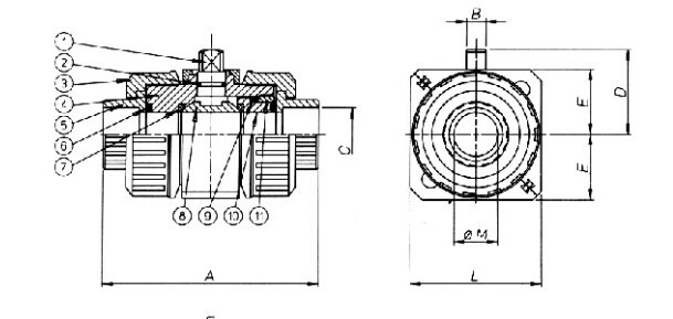 DN50 PVC CPVC UPVC PVDF PP Pph Pneumatic True Union Ball Valve